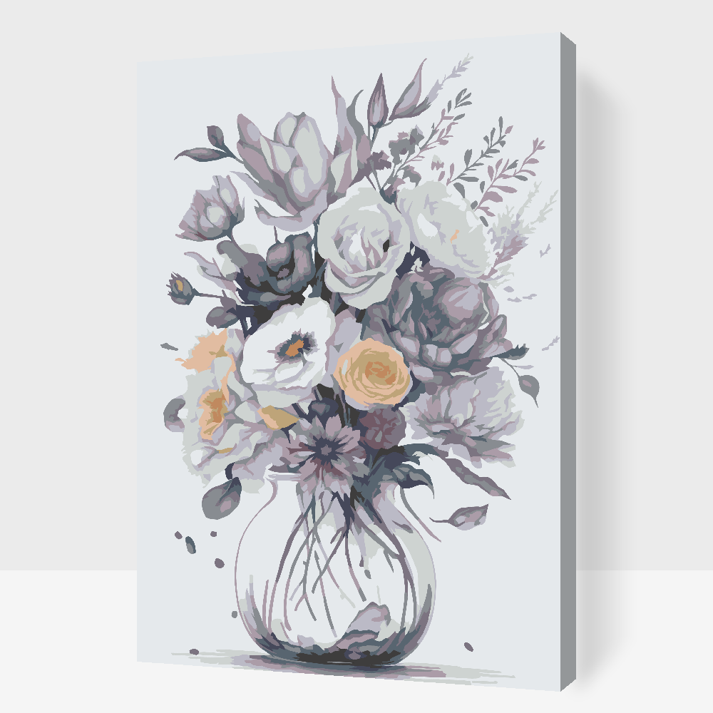 Malování podle čísel - Purple flowers in a vase 2